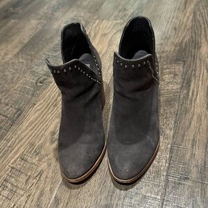 Steve Madden Gray and Silver Studded Chunk Heel Booties